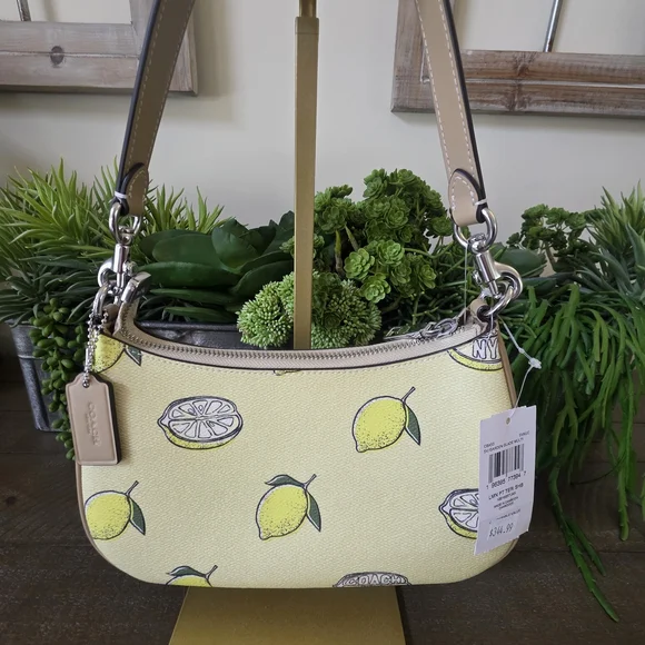 Coach Teri Shoulder Bag/Crossbody Lemon Print Coated Canvas With Matching Wallet - Picture 6 of 15